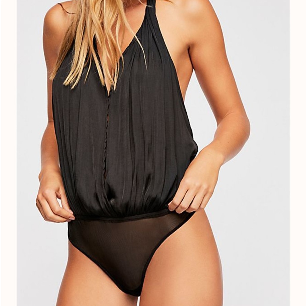 Free People Black Halter Bodysuit